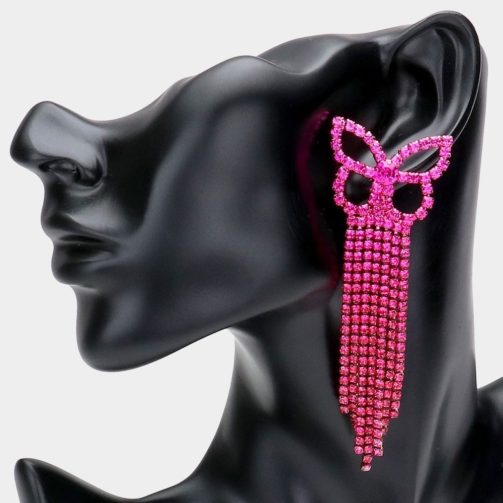 Ombré rhinestone butterfly earrings